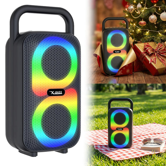BT Speaker Portable Handle TWS Pairing Loud Stereo Sound Wireless Big Speakers with Subwoofer for Outdoor Home Camping