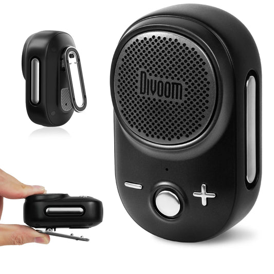 Divoom Itour-S Portable Bluetooth Speaker, IP67 Waterproof, Clip-on Design, Built-in Strap, 10H Playtime, Small Outdoor Speaker